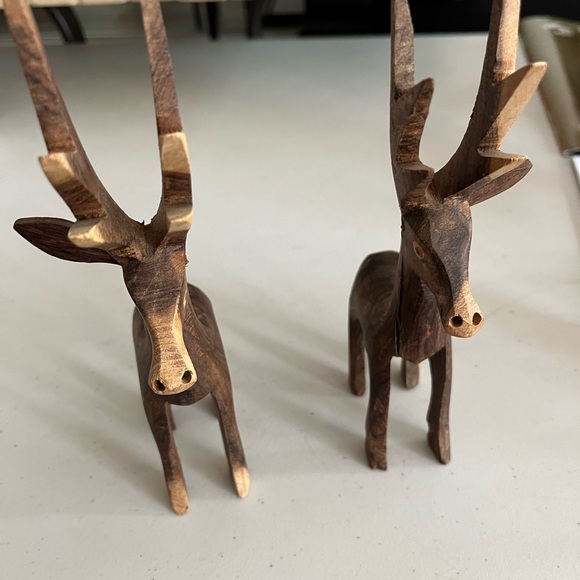 Wooden handmade reindeers or just deer. See condition below.  8” long-height - Picture 8 of 8